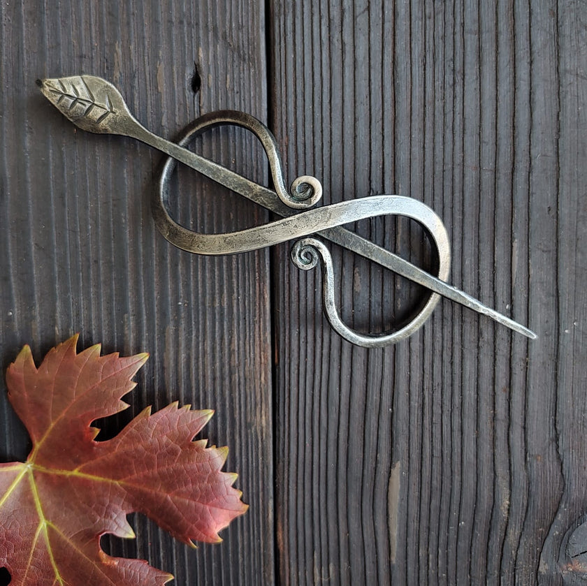 Hand-Forged Leaf Hair Pin – Metal Hair Accessory