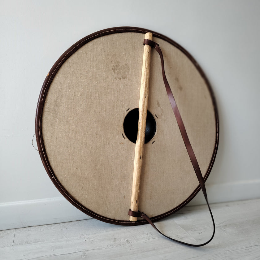 Round Shield with Steel Boss and Leather Rim – Used