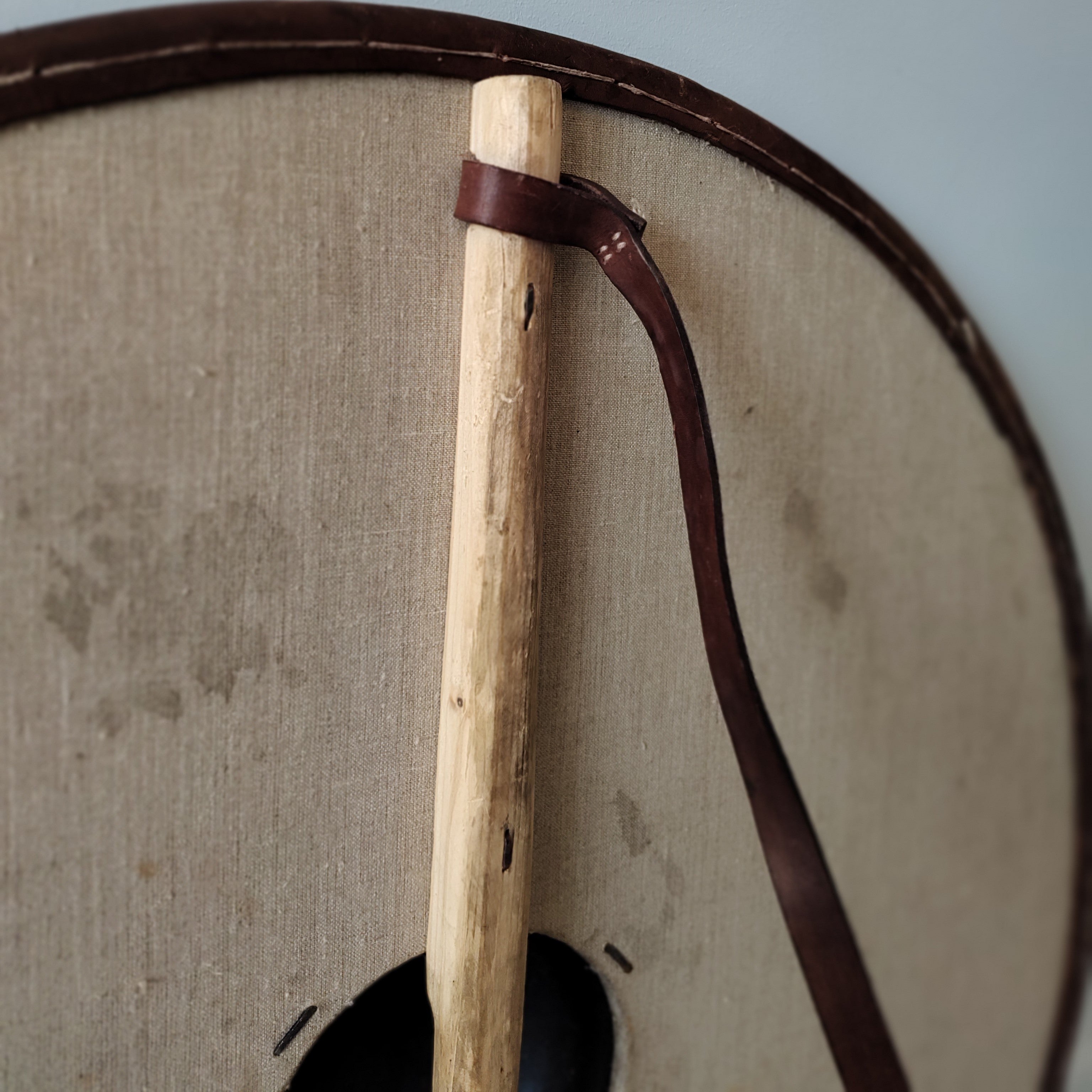 Round Shield with Steel Boss and Leather Rim – Used