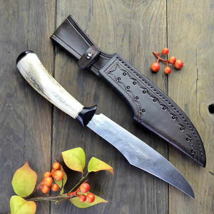 Custom Bowie Hunting Knife Hand Forged Stag Handle