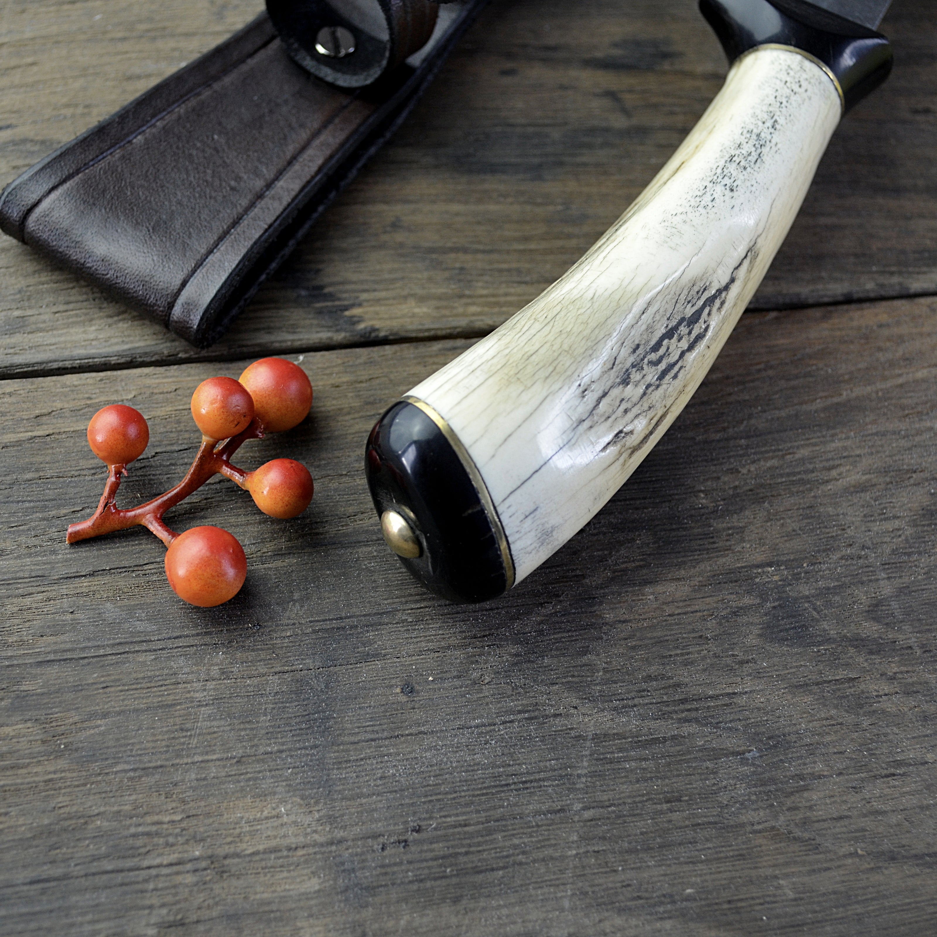 Custom Bowie Hunting Knife Hand Forged Stag Handle